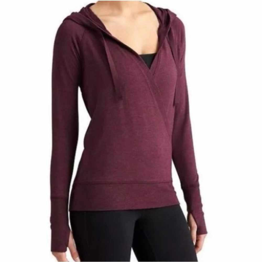 Athleta Inner Twist Wrap Heather Maroon Hoodie